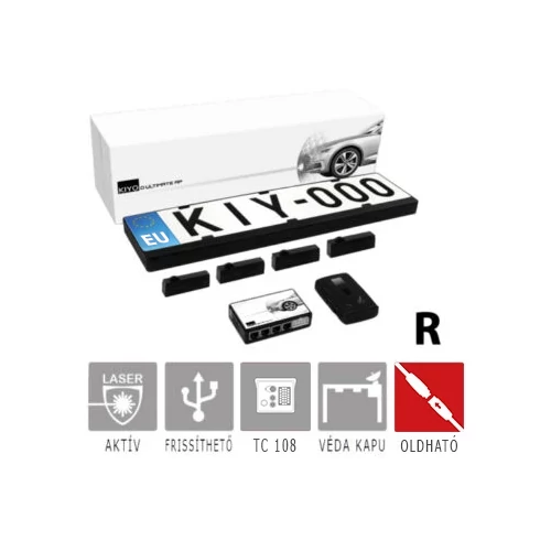 KIYO ULTIMATE AP 4R GPS komplett traffipaxvédelmi rendszer: Lézerblokkoló 4db rendszámkertbe építhető GYORSCSATLAKOZÓS lézerszenzorral, GPS adatbázissal, dupla kerettel.