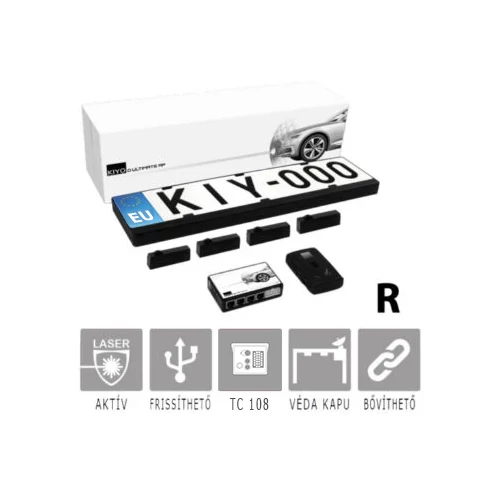 KIYO ULTIMATE AP 4R GPS komplett traffipaxvédelmi rendszer: Lézerblokkoló 4db rendszámkertbe építhető lézerszenzorral, GPS adatbázissal, dupla kerettel.