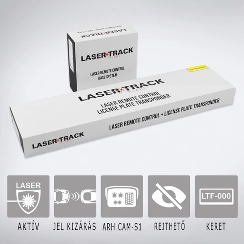 LaserTrack Flare R2: Aktív lézeres traffipaxvédelmi termék 2db extra lapos szenzorral 1db vékony rendszámtábla keretben 