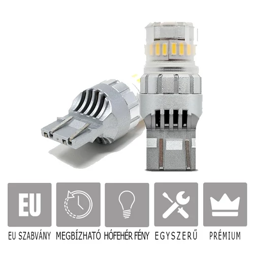 Sirius Black Light Power W21/5W LED helyzetjelző, nappali menetfény, féklámpa izzó 2db-os szett, 6000K  - extra hosszú élettartam